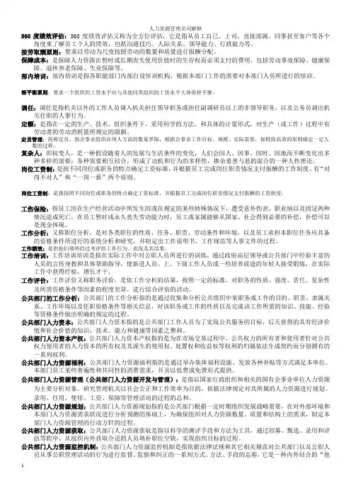 人力资源名词解释(全)