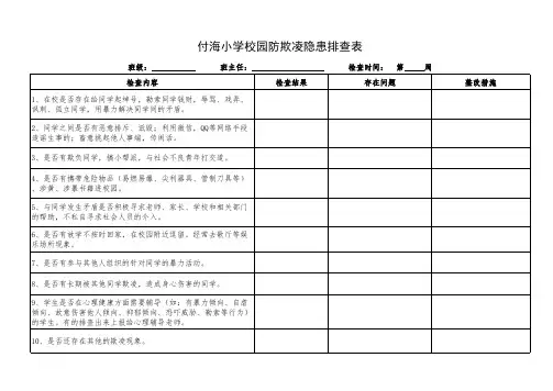小学班级校园欺凌隐患排查表(1)