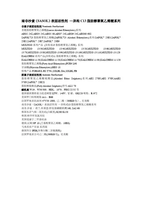 沙索产品介绍