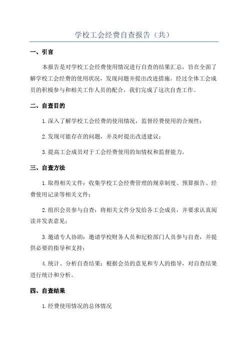 学校工会经费自查报告(共)