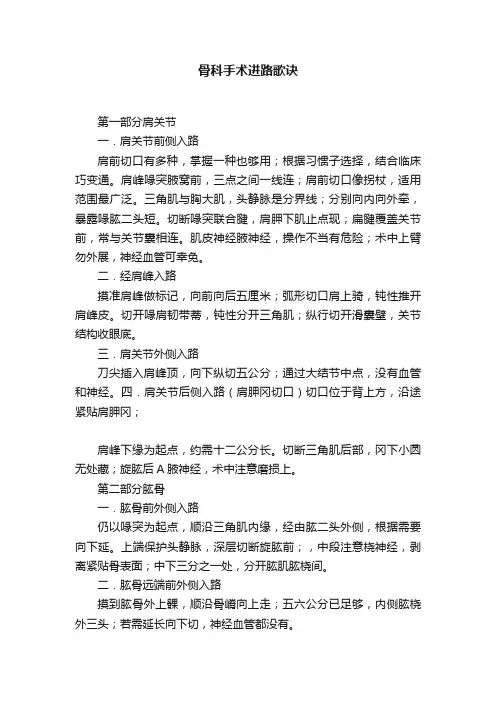 骨科手术进路歌诀