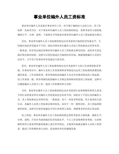 事业单位编外人员工资标准