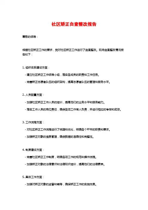 社区矫正自查整改报告