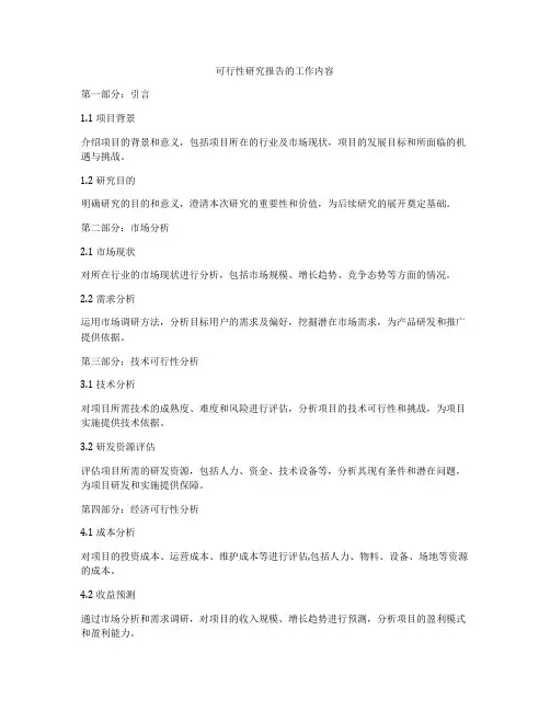 可行性研究报告的工作内容