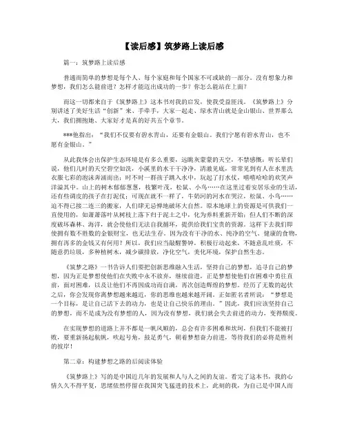 【读后感】筑梦路上读后感