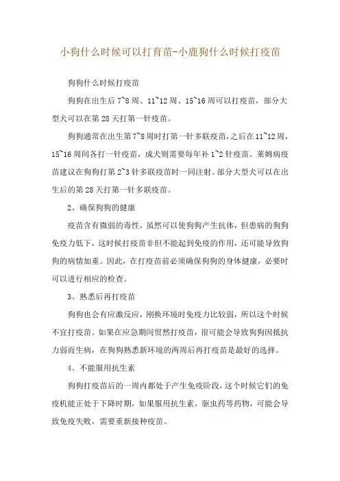 小狗什么时候可以打育苗-小鹿狗什么时候打疫苗