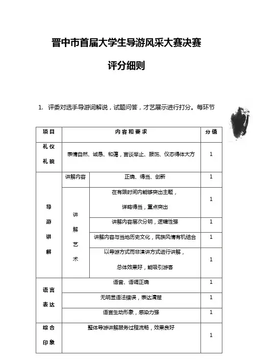 导游风采大赛决赛评分细则