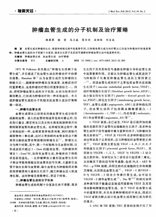 肿瘤血管生成的分子机制及治疗策略