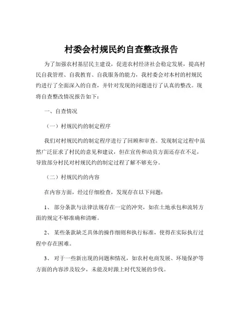 村委会村规民约自查整改报告