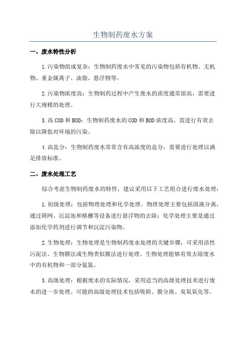 生物制药废水方案