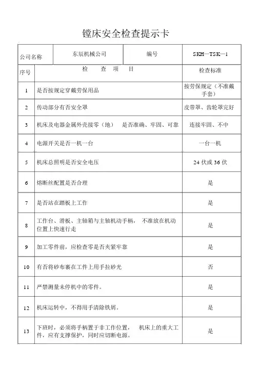 安全检查提示卡一法三卡