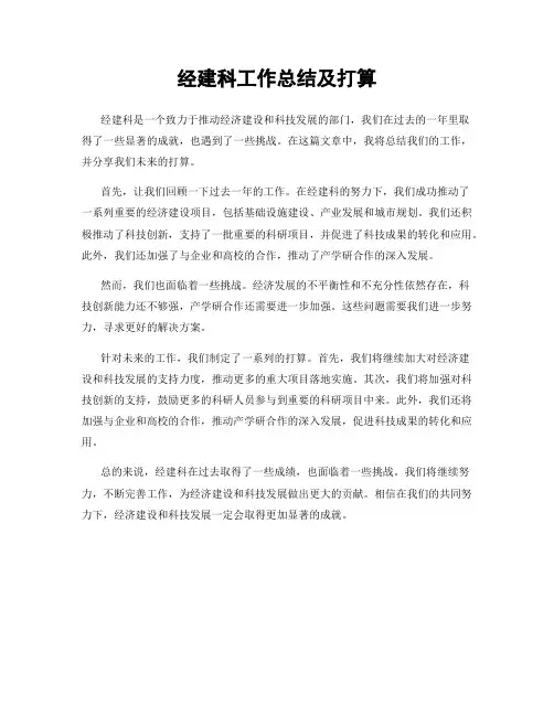 经建科工作总结及打算