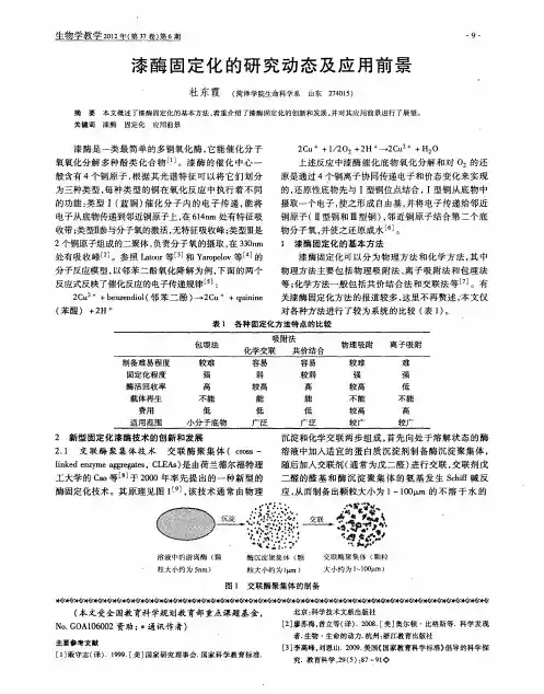 漆酶固定化的研究动态及应用前景