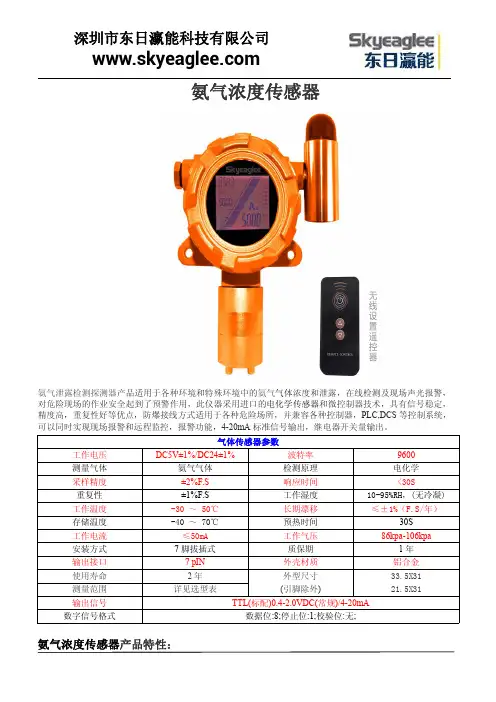 氨气浓度传感器