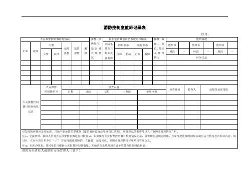 1.消防控制室值班记录表(每日四次分时段)