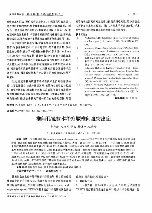 椎间孔镜技术治疗腰椎间盘突出症