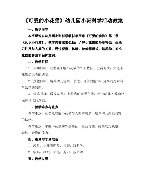 《可爱的小花猫》幼儿园小班科学活动教案
