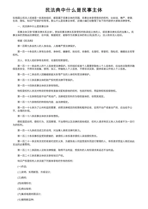 民法典中什么是民事主体