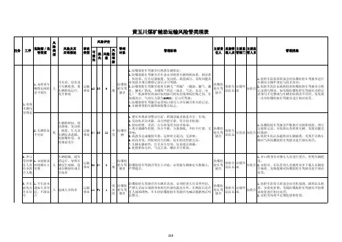 辅助运输类风险管理表