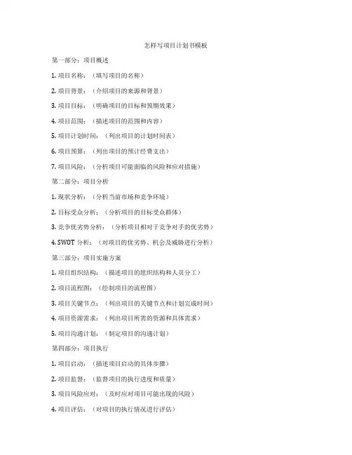 怎样写项目计划书模板