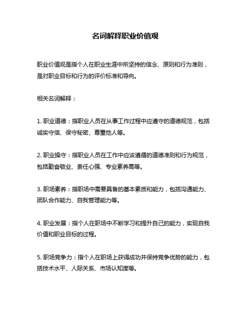 名词解释职业价值观