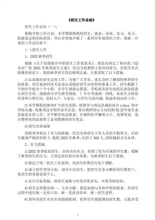 总结-招生总结10篇(2019新,推荐).docx