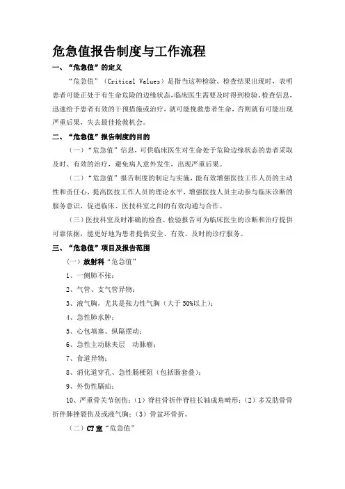 临床“危急值”报告登记本