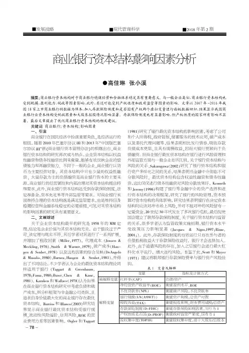 商业银行资本结构影响因素分析