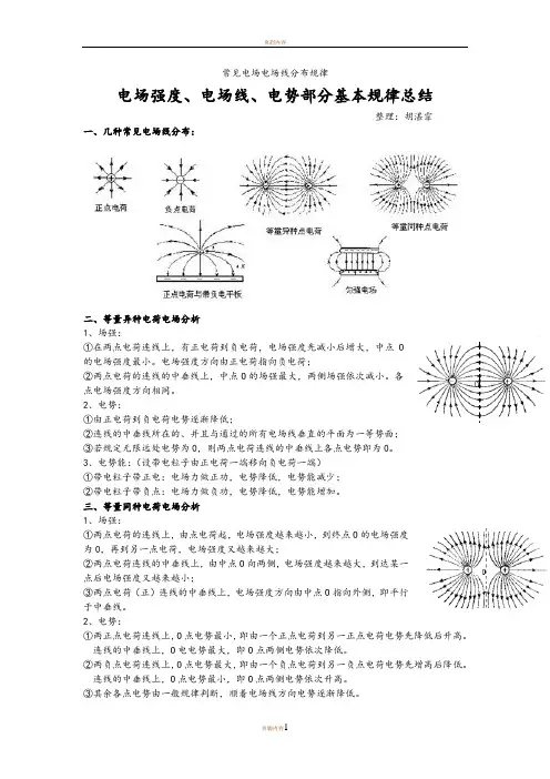 常见的电场电场线分布规律