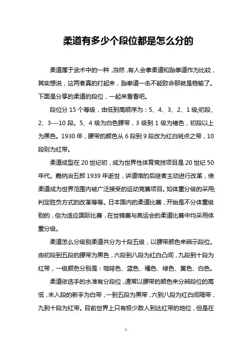 柔道有多少个段位都是怎么分的
