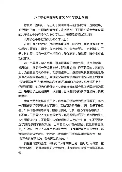 八年级心中的明灯作文600字以上5篇