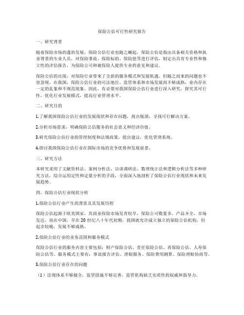 保险公估可行性研究报告
