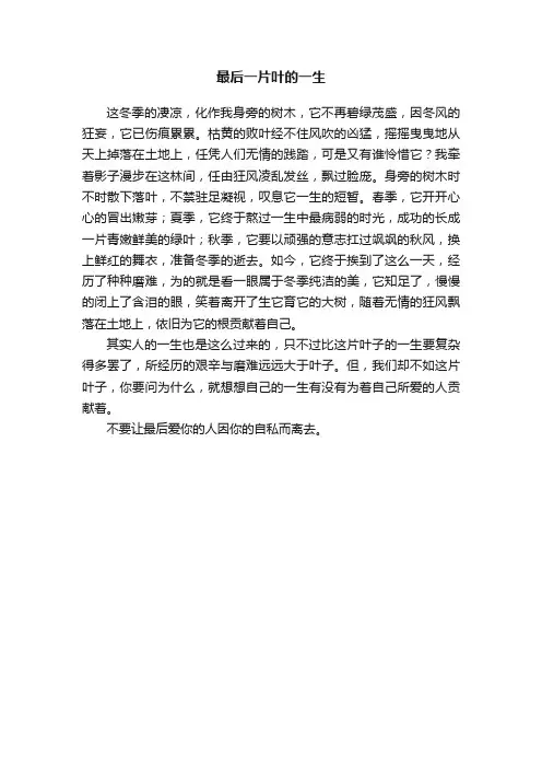 最后一片叶的一生
