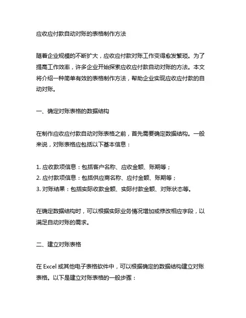 应收应付款自动对账的表格制作方法
