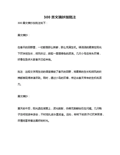 300美文摘抄加批注