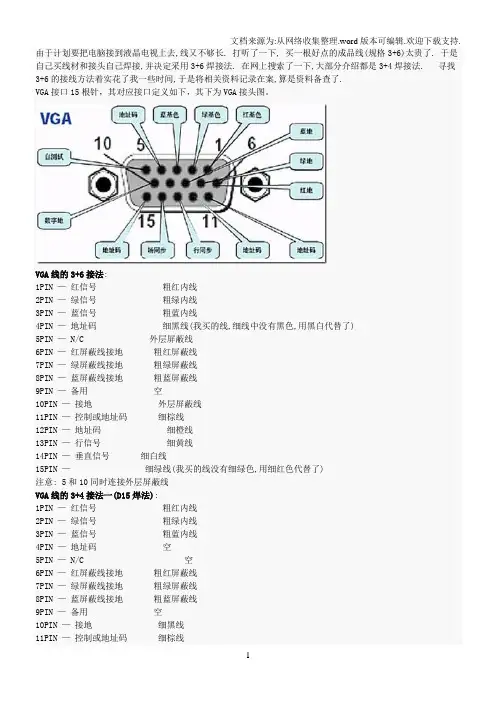 VGA线接法