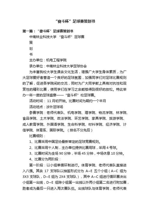 “奋斗杯”足球赛策划书