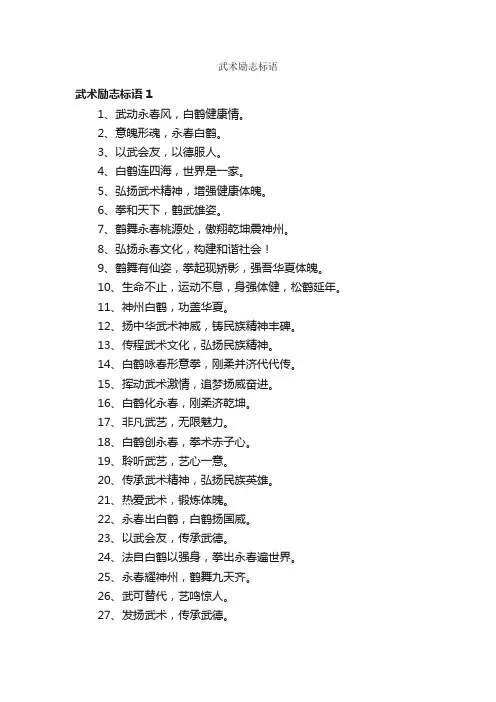 武术励志标语