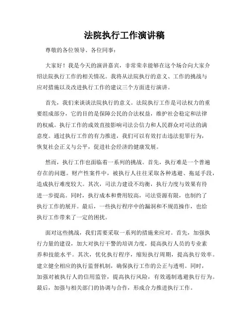 法院执行工作演讲稿