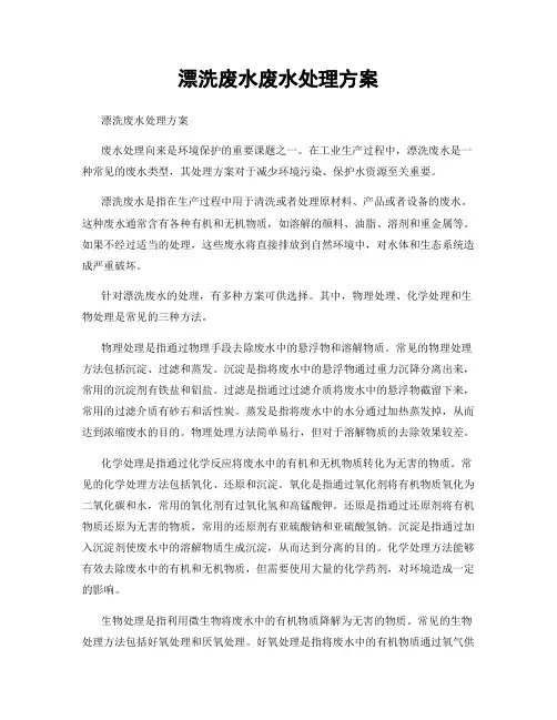 漂洗废水废水处理方案