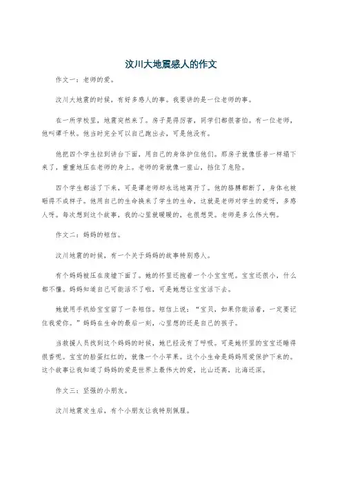 汶川大地震感人的作文
