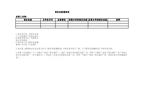 商务条款偏离表