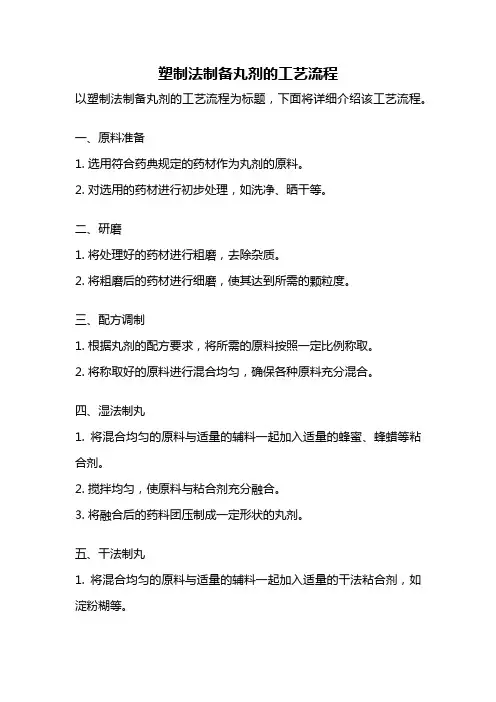 塑制法制备丸剂的工艺流程