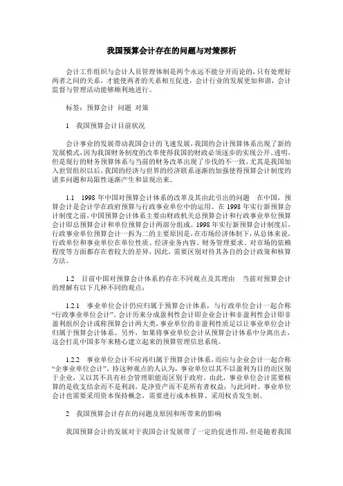 我国预算会计存在的问题与对策探析