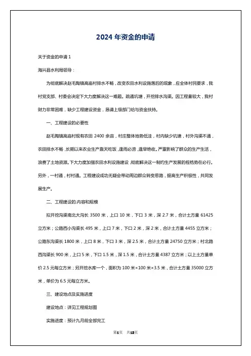 2024年资金的申请