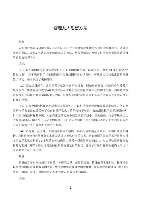 物理九大思想方法