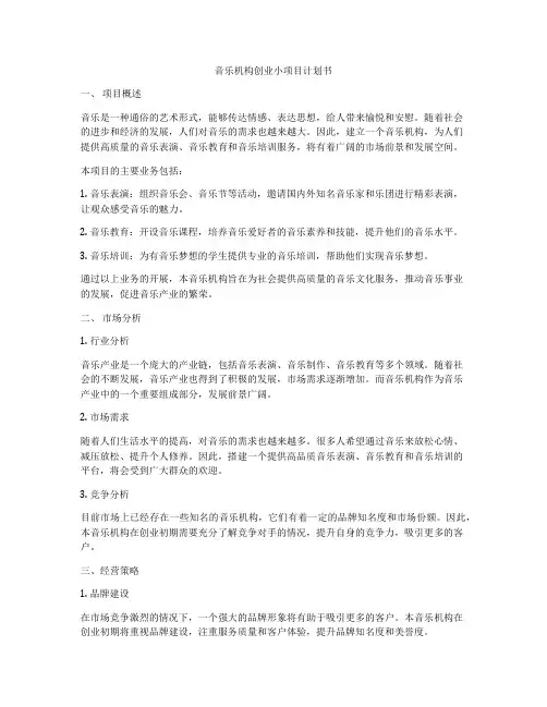 音乐机构创业小项目计划书