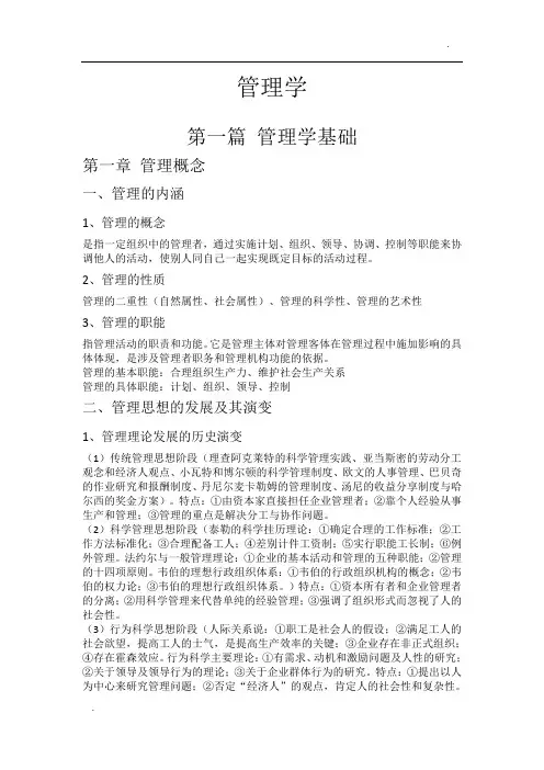 军队文职招聘管理学专业知识