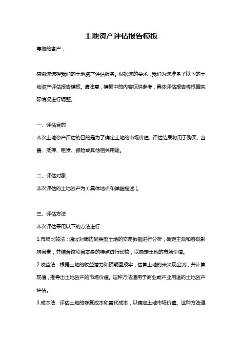 土地资产评估报告模板