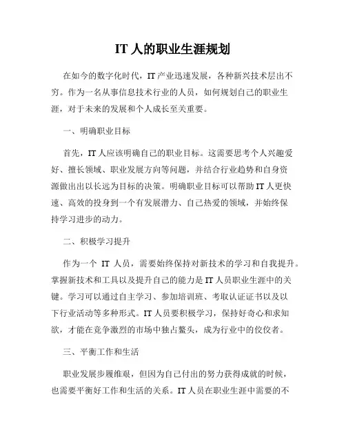 IT人的职业生涯规划